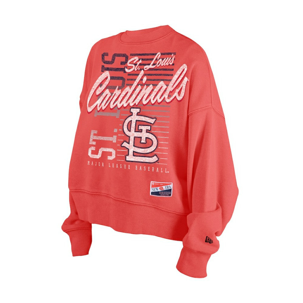 St. Louis Cardinals Women's Boxy Mineral Wash Dolmen Sleeve Cropped Sweatshirt - Red | New Era