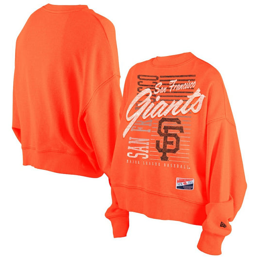 San Francisco Giants Women's Boxy Mineral Wash Dolmen Sleeve Cropped Sweatshirt - Orange | New Era