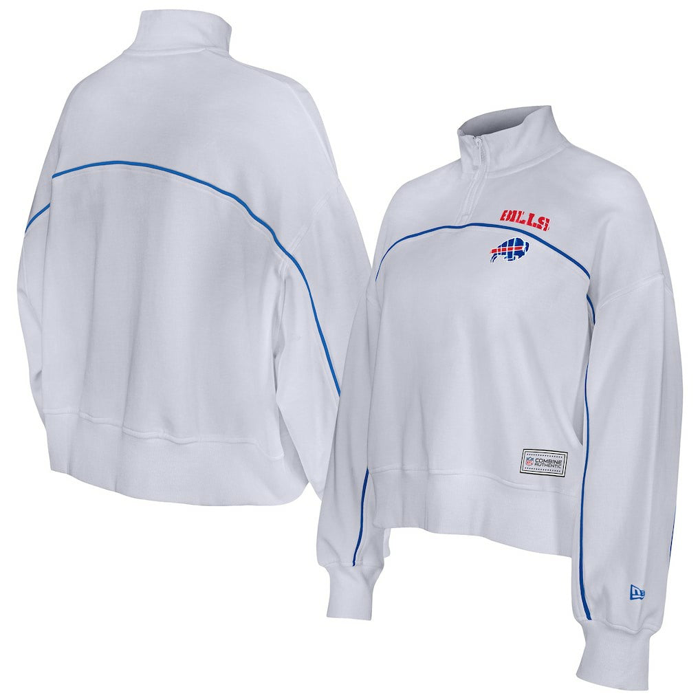 New Era Buffalo Bills Female Adult White Functional Fandom Quarter-Zip Sweatshirt on sale