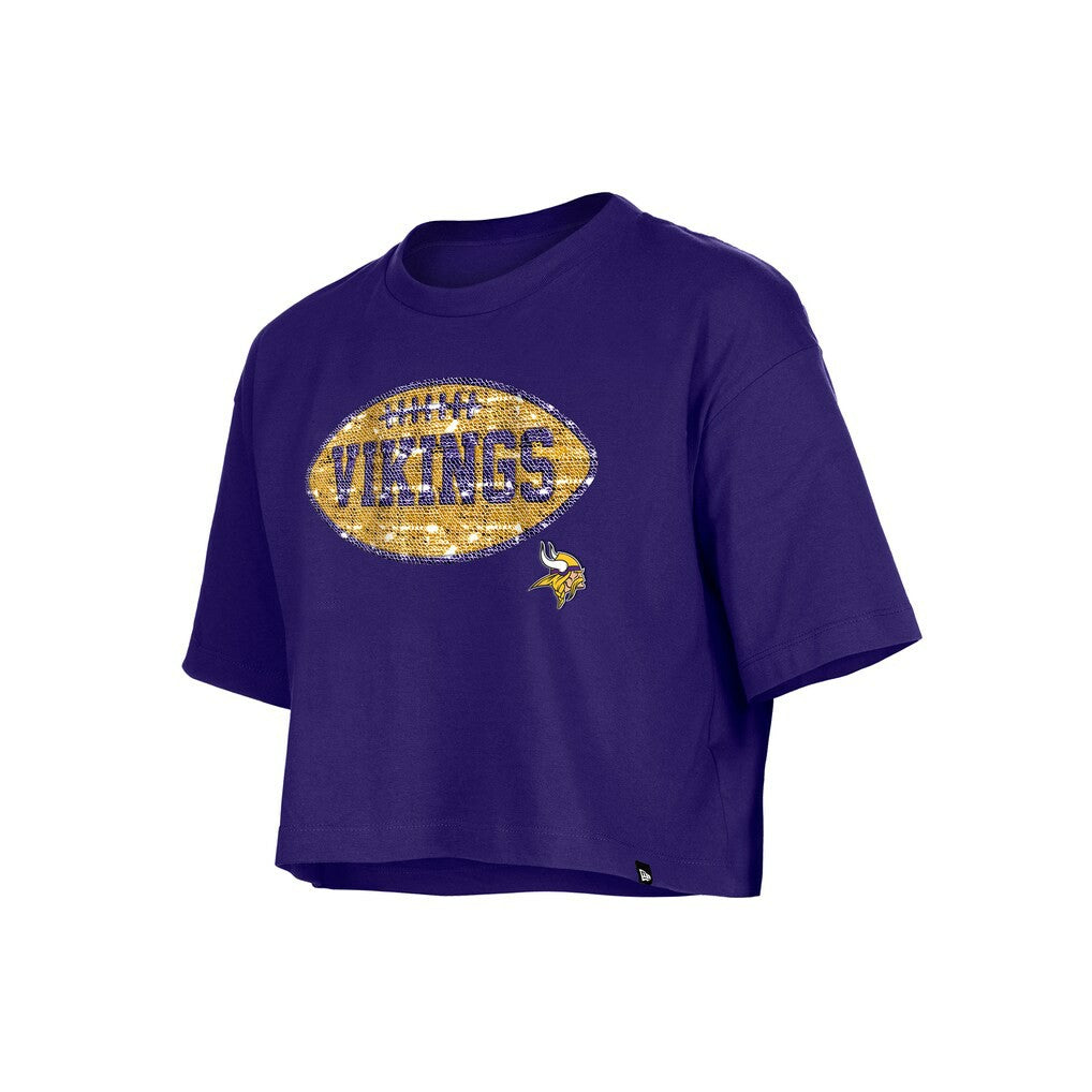 Minnesota Vikings New Era Girl's Flip Sequin Boxy T-Shirt - Purple cheap