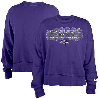 Baltimore Ravens New Era Girl's Flip Sequin Sweatshirt - Purple sale