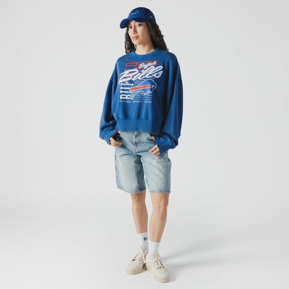 Buffalo Bills New Era Women's Oversized Throwback Mineral Wash Crew Neck Sweatshirt - Royal for sale