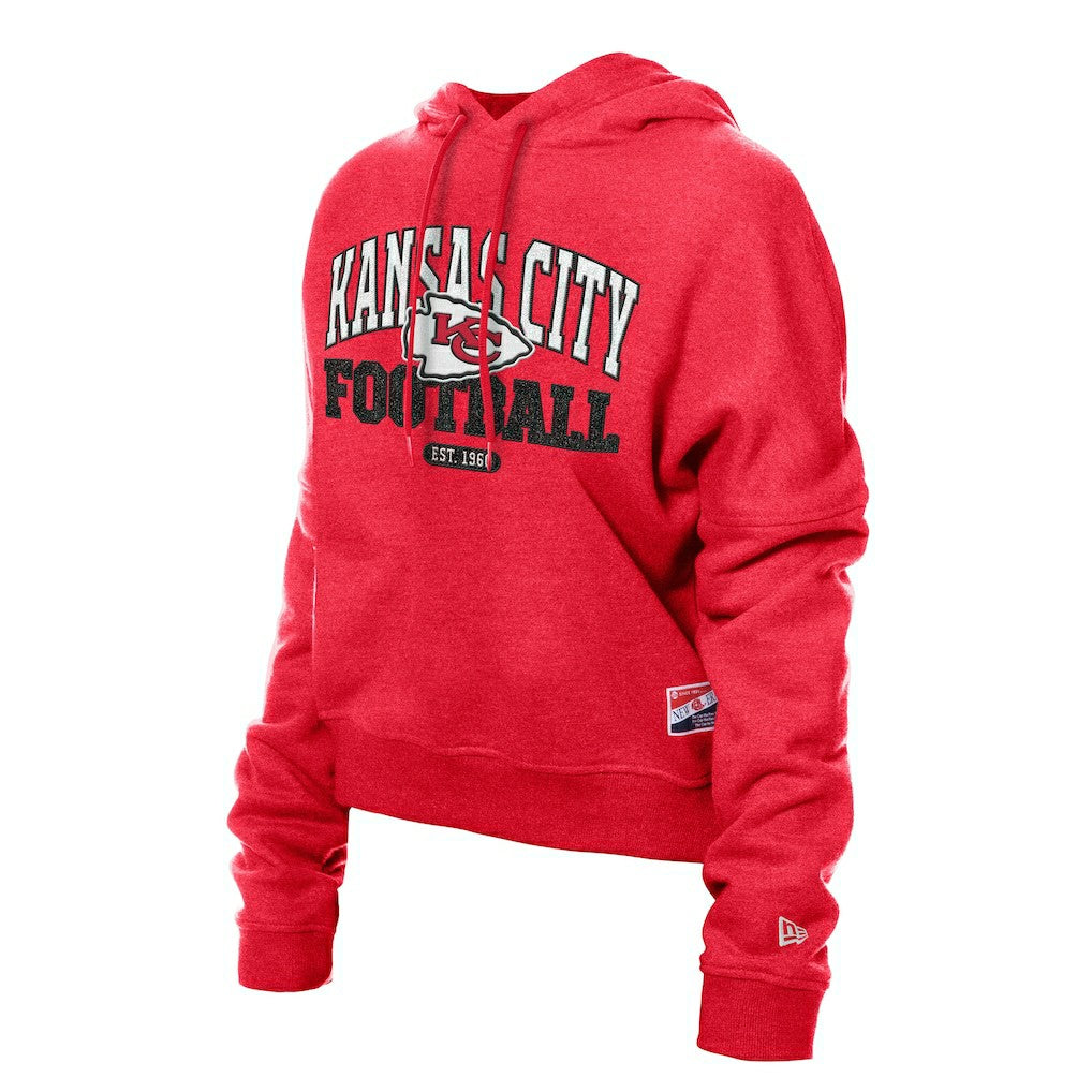 Kansas City Chiefs New Era Women's Throwback Boxy Hoodie Sweatshirt - Red on sale