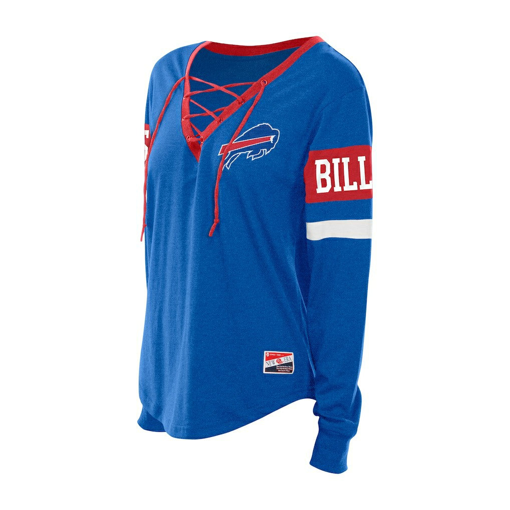 Buffalo Bills New Era Women's Throwback Lace-Up Long-Sleeve T-Shirt - Royal outlet
