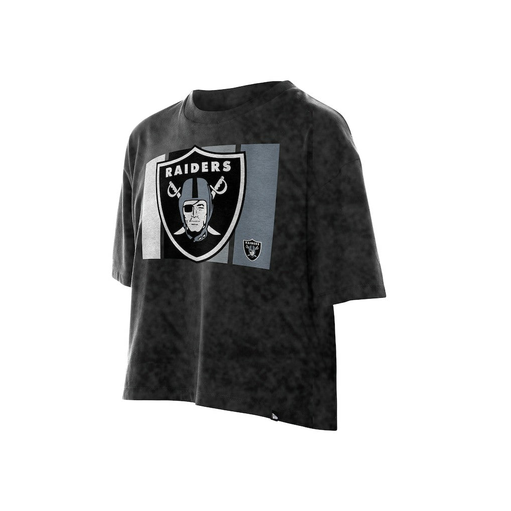 Las Vegas Raiders New Era Women's Boxy Cropped Sport Night Mineral Wash T-Shirt - Black cheap