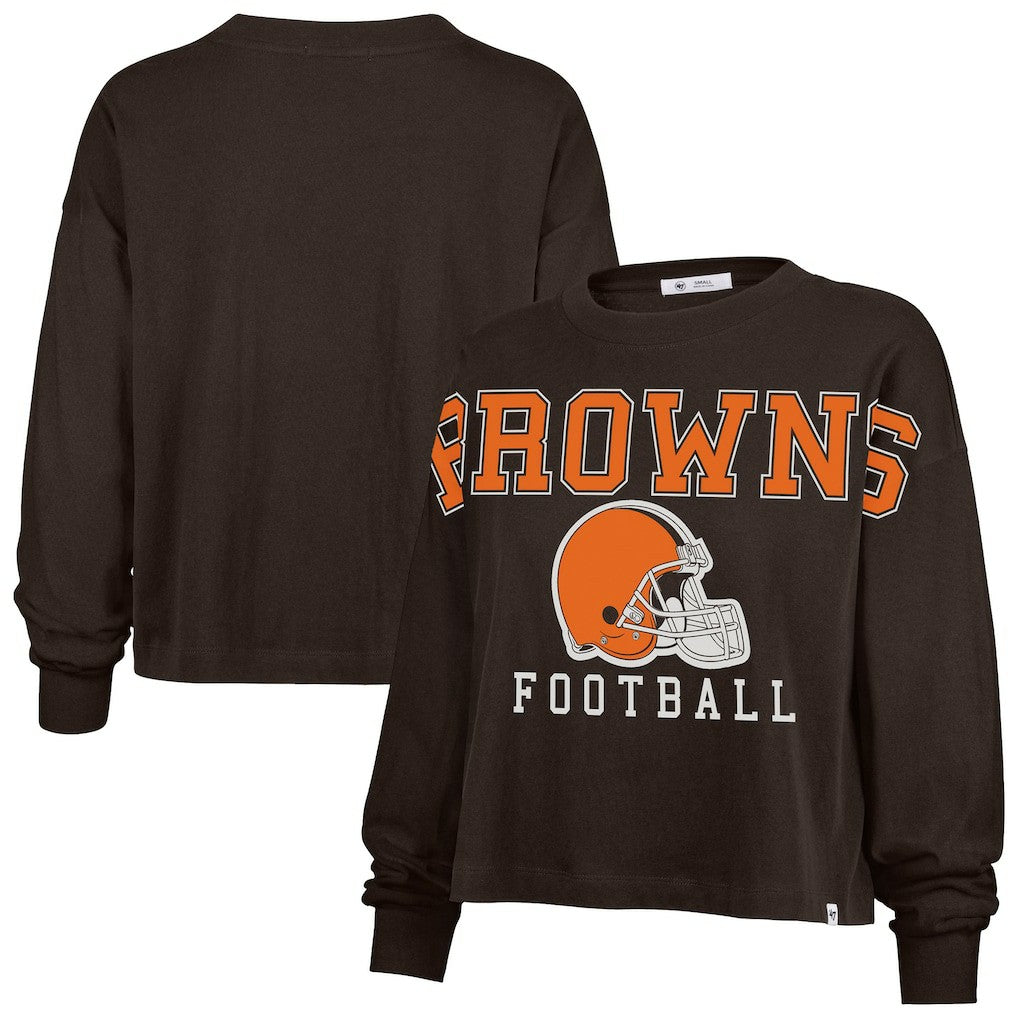 Cleveland Browns '47 Women's Outreach City Oversized Long Sleeve T-Shirt - Brown for sale