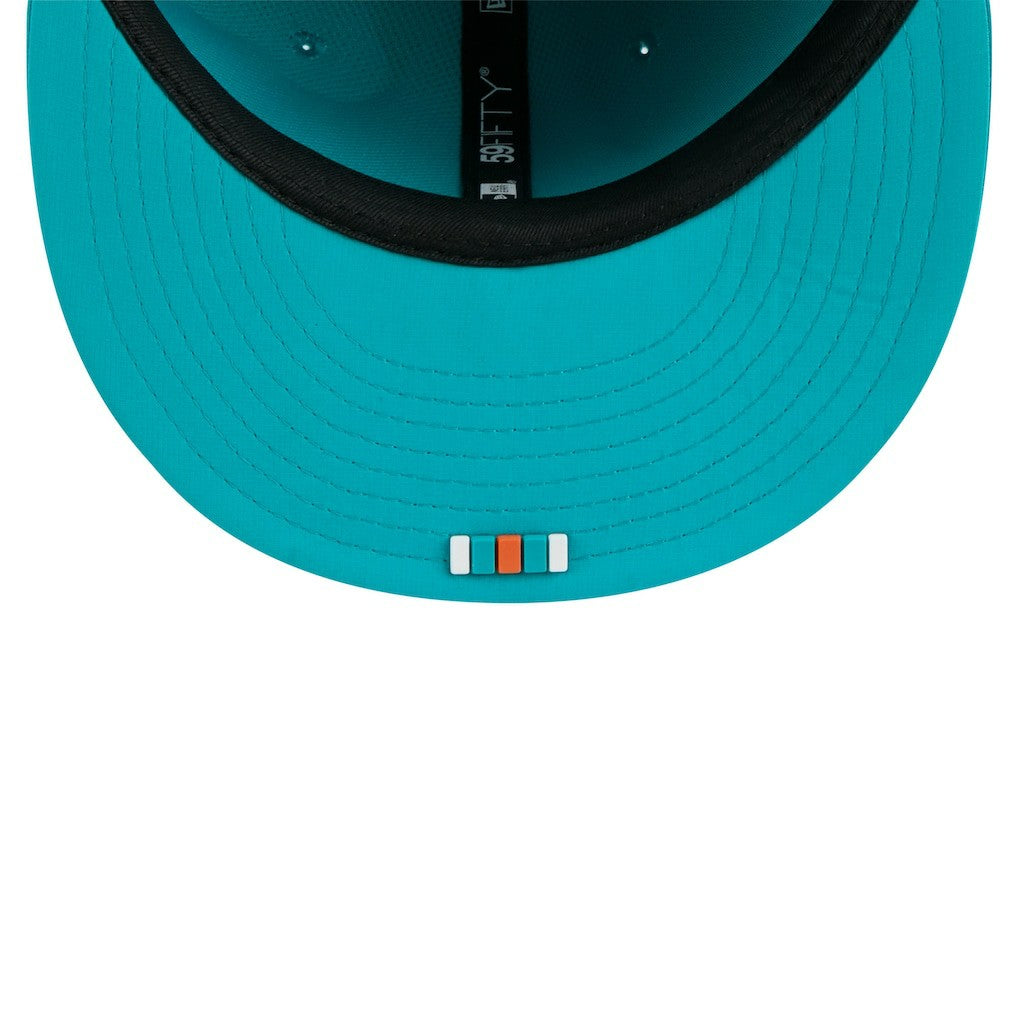 Miami Dolphins New Era 2025 Sideline 59FIFTY Fitted Hat - Aqua outlet