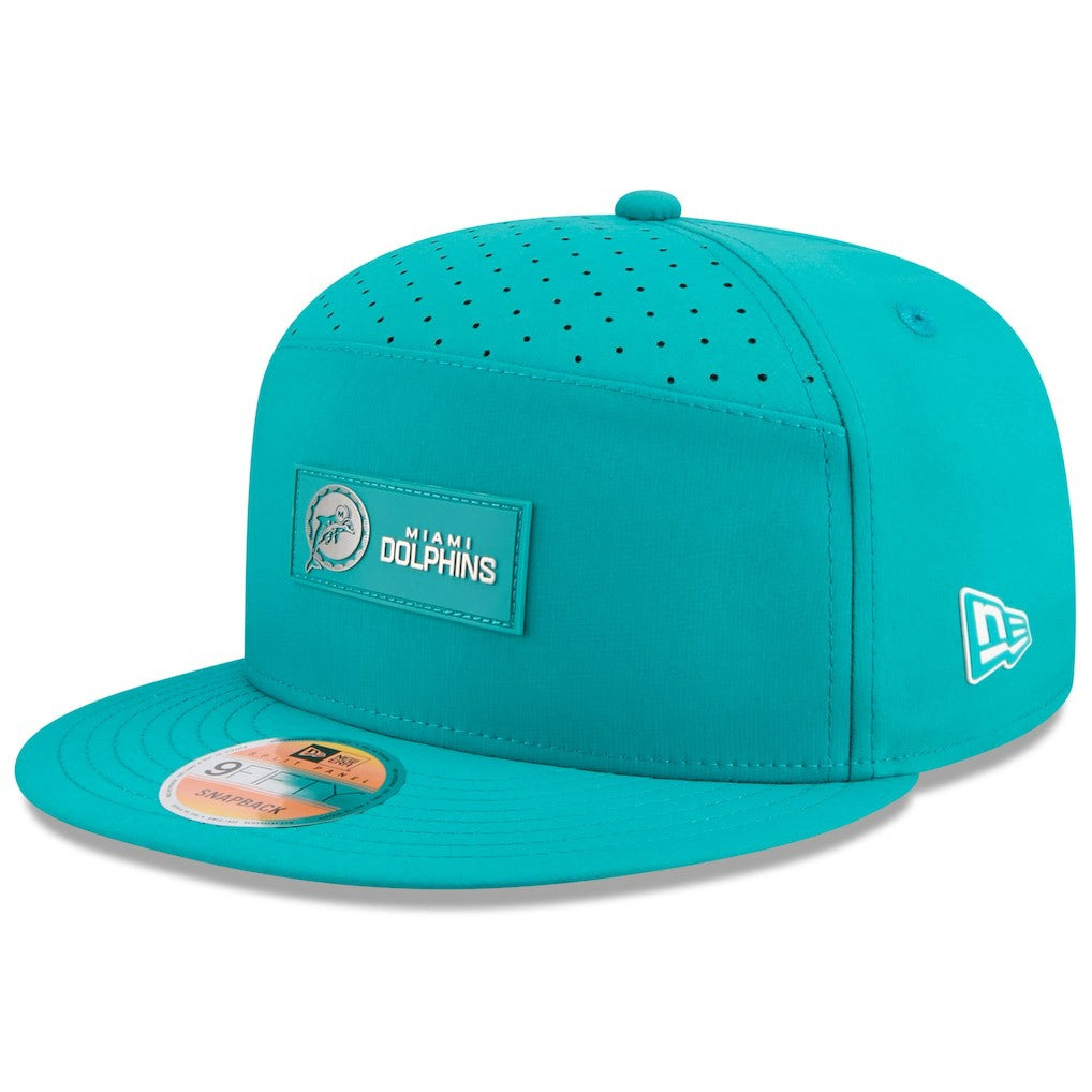 Miami Dolphins New Era 2025 Sideline Throwback Split Panel 9FIFTY Snapback Hat - Aqua cheap