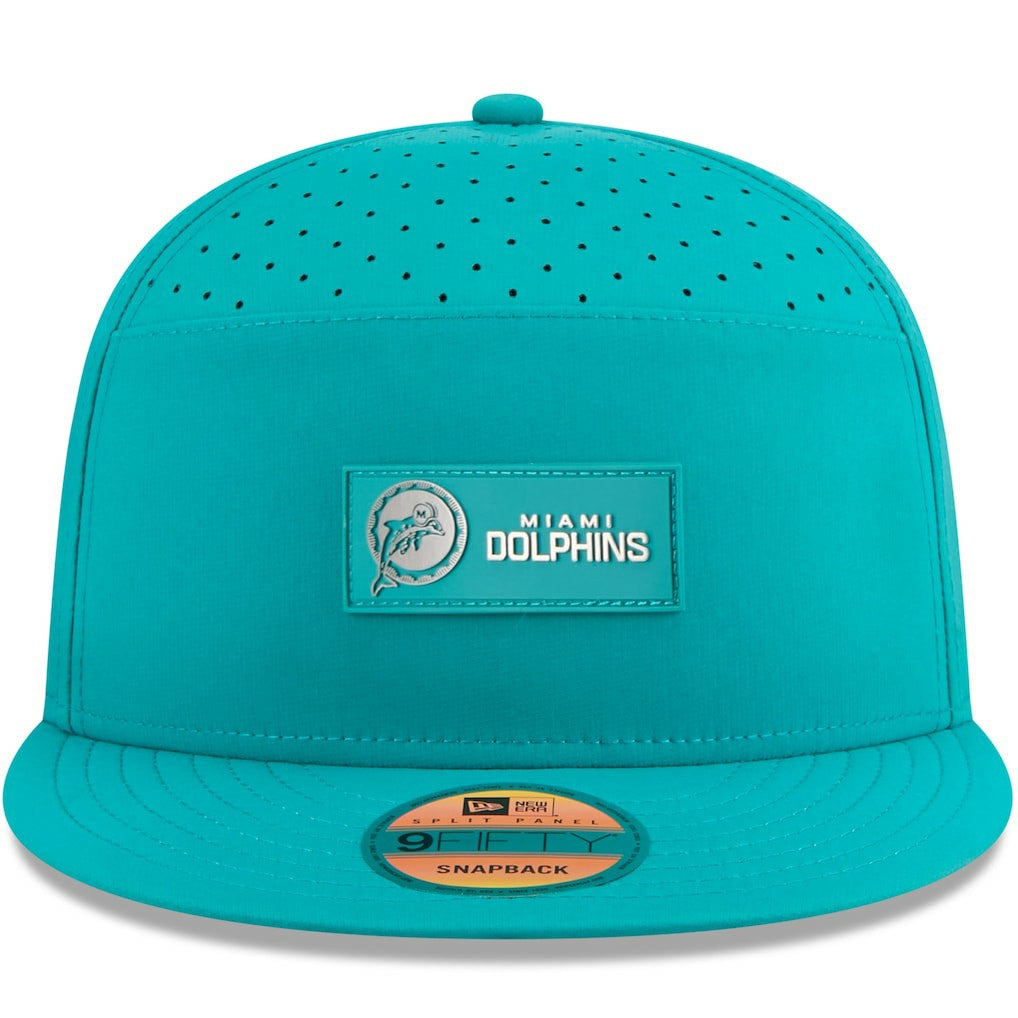 Miami Dolphins New Era 2025 Sideline Throwback Split Panel 9FIFTY Snapback Hat - Aqua cheap