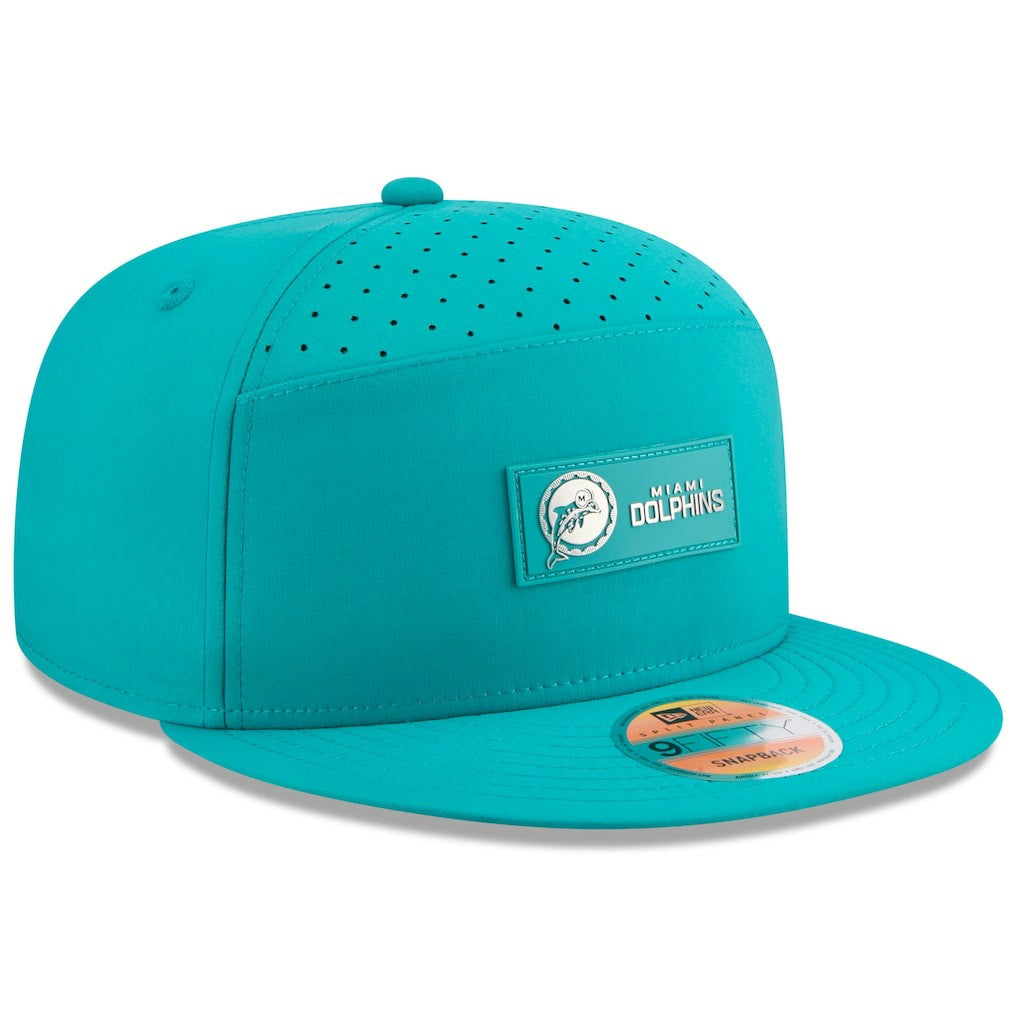 Miami Dolphins New Era 2025 Sideline Throwback Split Panel 9FIFTY Snapback Hat - Aqua cheap