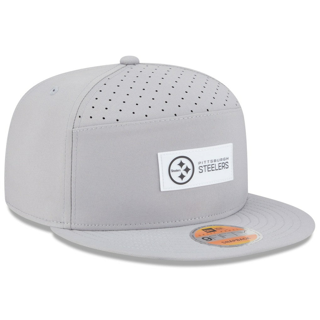 Pittsburgh Steelers New Era 2025 Sideline Split Panel 9FIFTY Snapback Hat - Gray sale