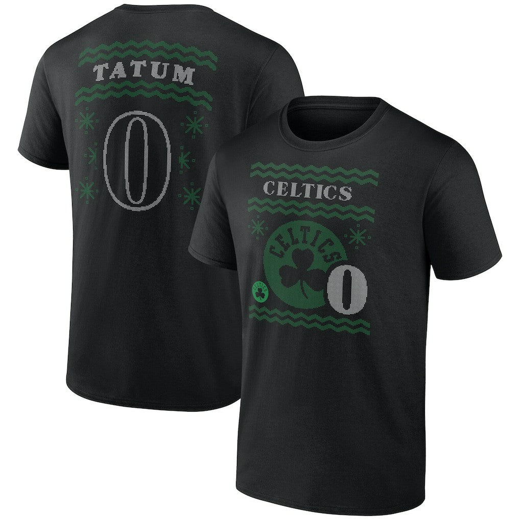 Jayson Tatum Boston Celtics Ugly Sweater Name & Number T-Shirt - Black outlet