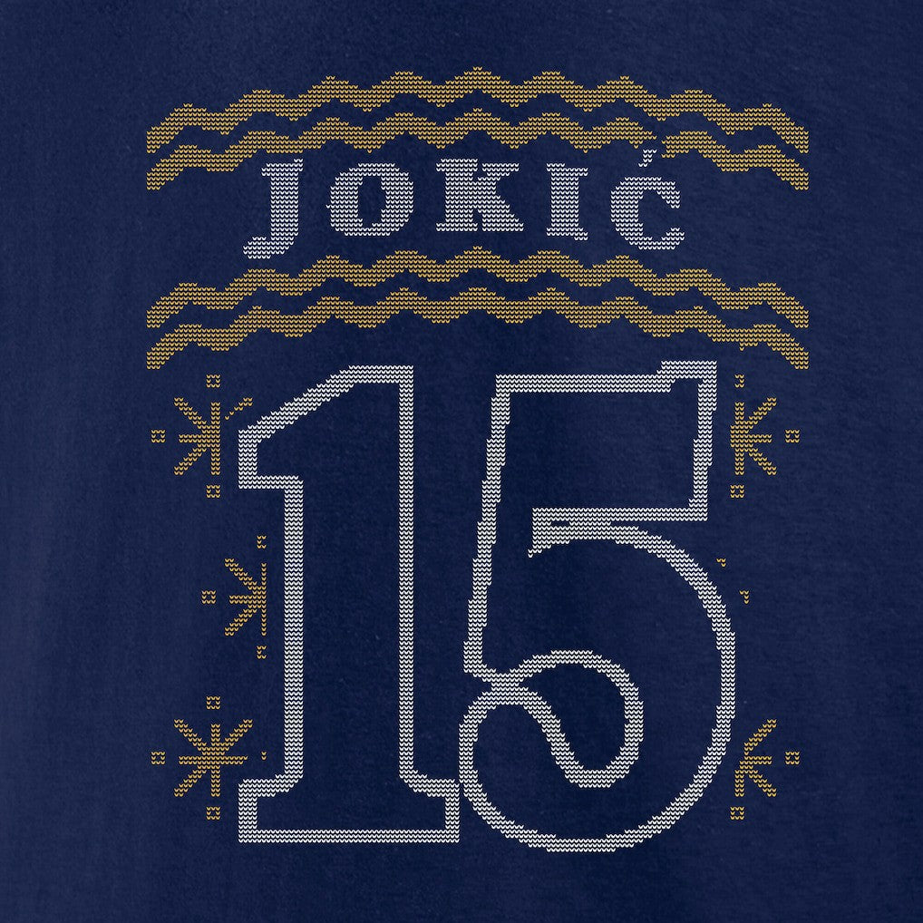 Nikola Jokic Denver Nuggets Ugly Sweater Name & Number T-Shirt sale - Navy for sale