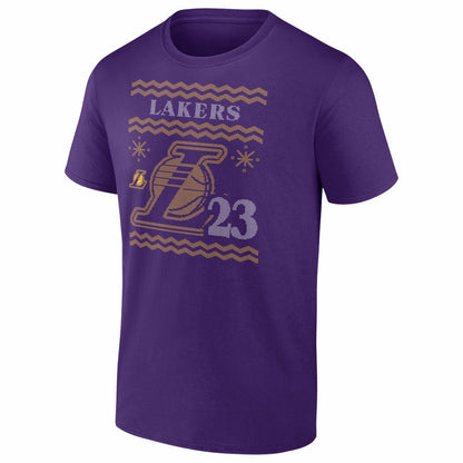 LeBron James Los Angeles Lakers Ugly Sweater Name & Number T-Shirt - Purple shop