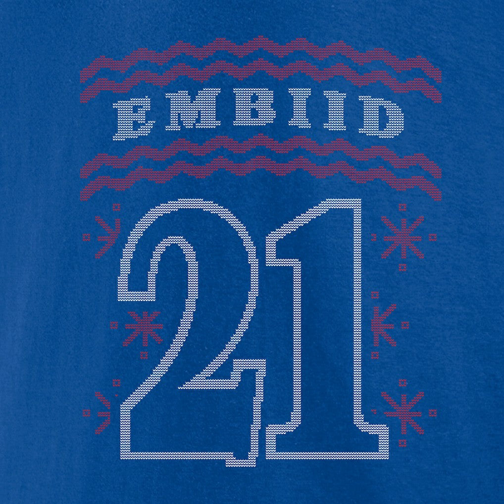 Joel Embiid Philadelphia 76ers Ugly Sweater Name & Number T-Shirt - Royal for sale