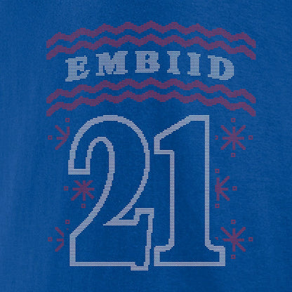 Joel Embiid Philadelphia 76ers Ugly Sweater Name & Number T-Shirt - Royal for sale