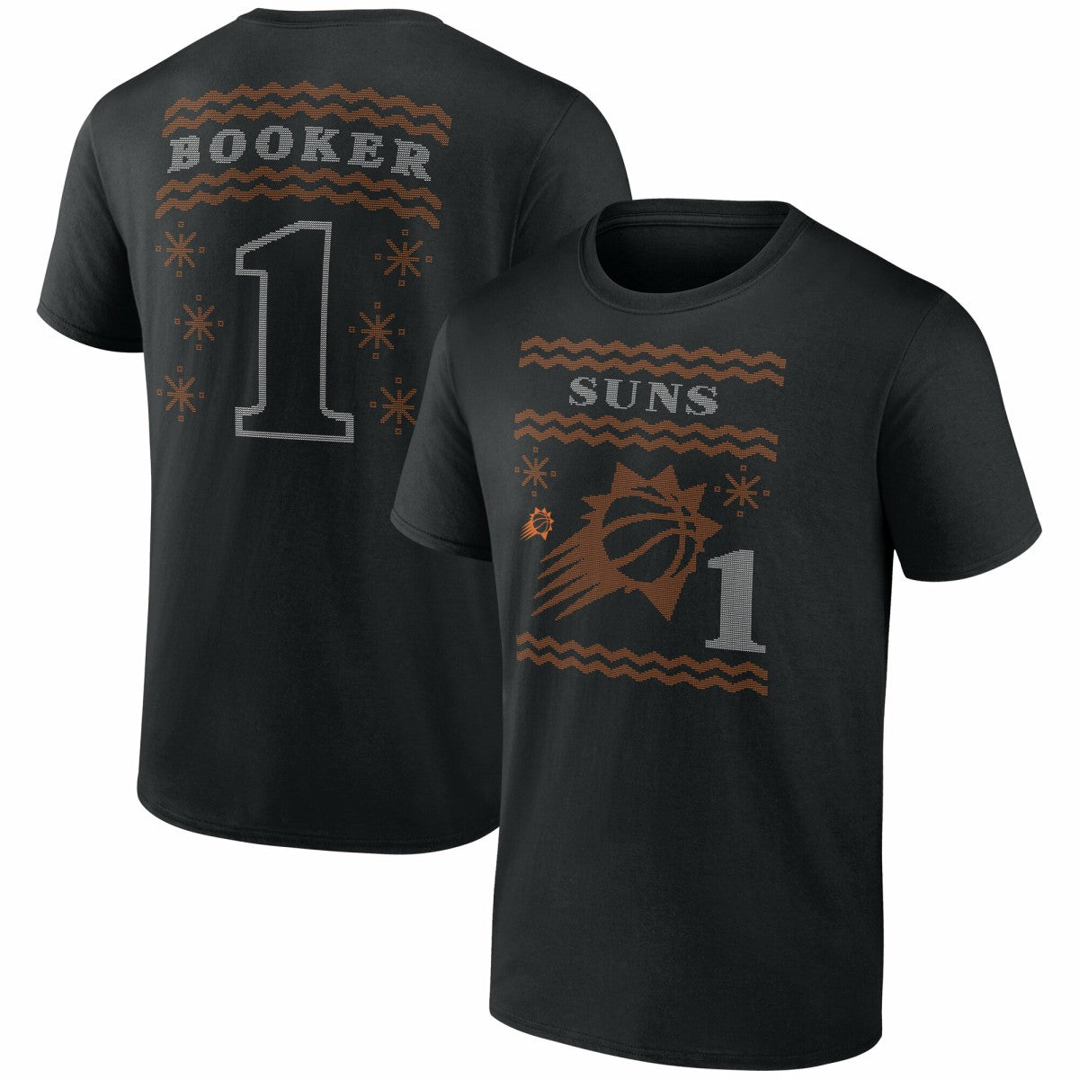 Devin Booker Phoenix Suns Ugly Sweater Name & Number T-Shirt - Black shop