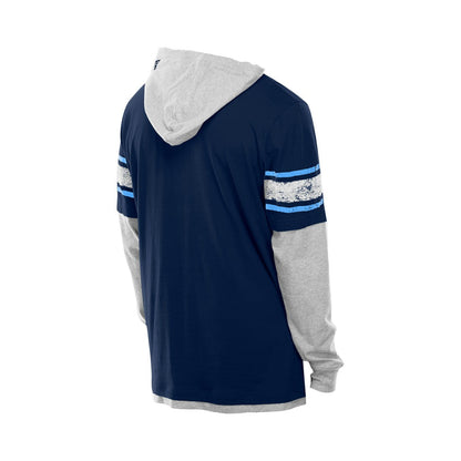 Tennessee Titans New Era Twofer Layered Long Sleeve Hoodie T-Shirt - Navy on sale