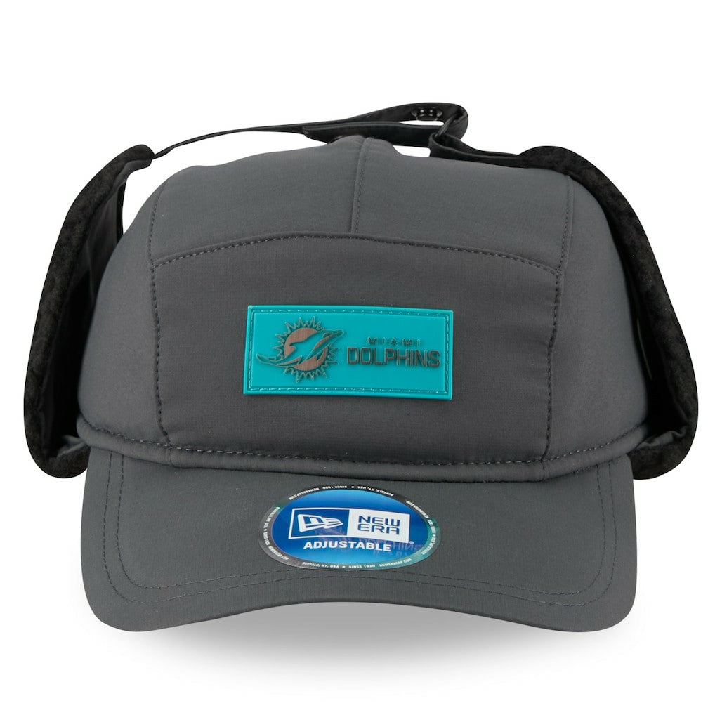 Miami Dolphins New Era 2025 Sideline Cold Weather Runner Dog Ear Adjustable Hat - Charcoal on sale