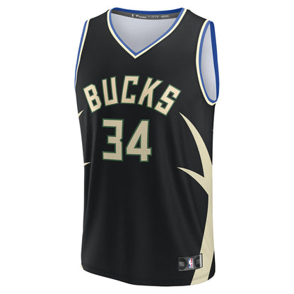 Giannis Antetokounmpo Milwaukee Bucks Fast Break Replica Player Jersey - Statement Edition - Black | Fanatics online