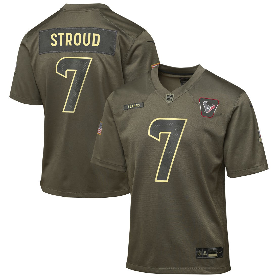 C.J. Stroud Houston Texans Youth 2025 Salute to Service Game Jersey - Olive | Nike discount
