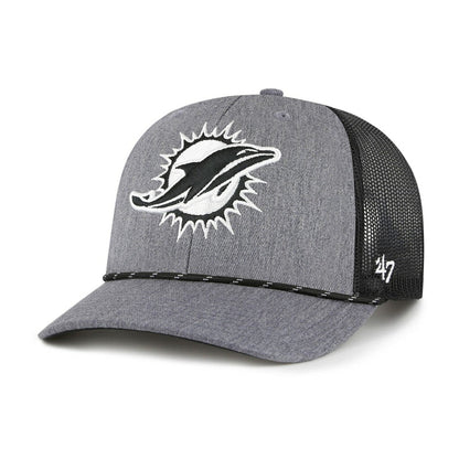 Miami Dolphins '47 Carbon Rope Trucker Adjustable Hat - Heather Charcoal discount