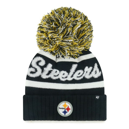 Pittsburgh Steelers '47 Women's Spirited Cuffed Knit Hat with Pom - Black sale