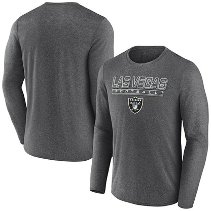 Las Vegas Raiders Fundamentals Long Sleeve T-Shirt - Heather Charcoal sale