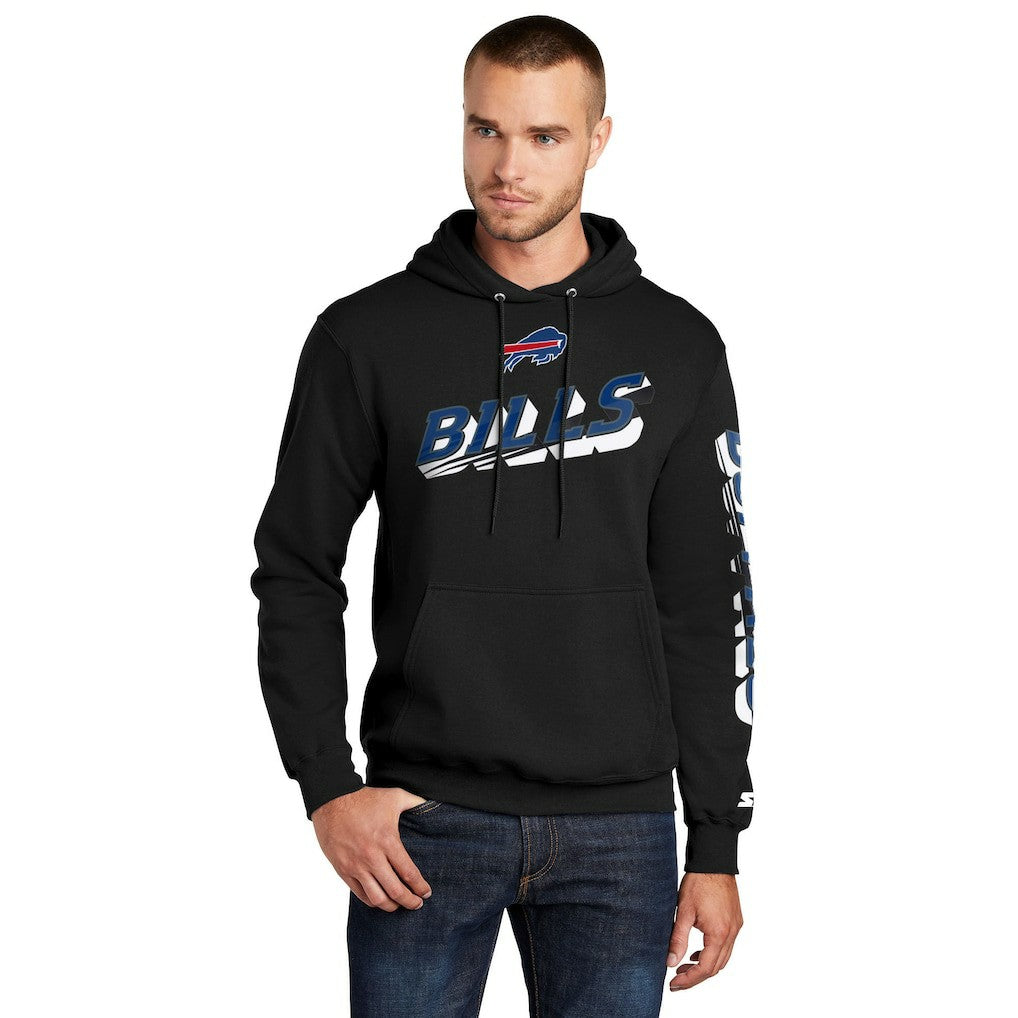 Buffalo Bills Starter Wordmark Logo Pullover Hoodie - Black sale