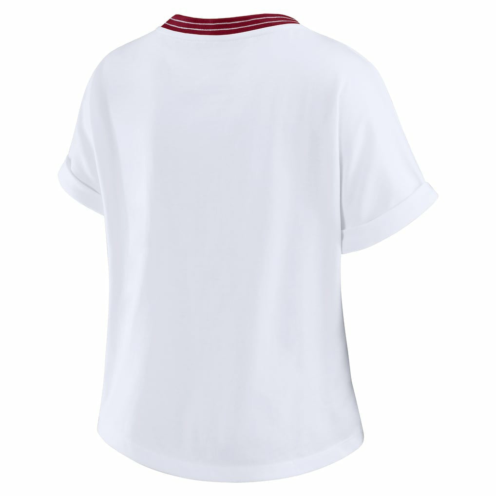 Washington Commanders WEAR by Erin Andrews Women's Cropped Center Stripe Dolman T-Shirt - White for sale