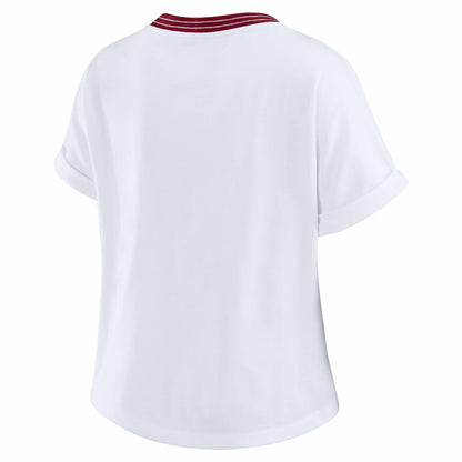 Washington Commanders WEAR by Erin Andrews Women's Cropped Center Stripe Dolman T-Shirt - White for sale