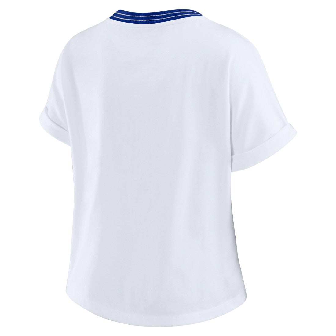 Denver Broncos WEAR by Erin Andrews Women's Cropped Center Stripe Dolman T-Shirt - White discount