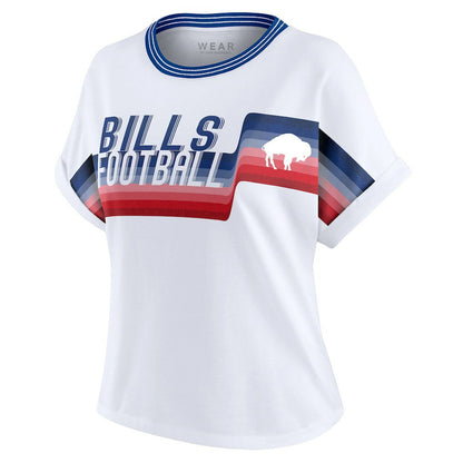 Buffalo Bills WEAR by Erin Andrews Women's Cropped Center Stripe Dolman T-Shirt - White online