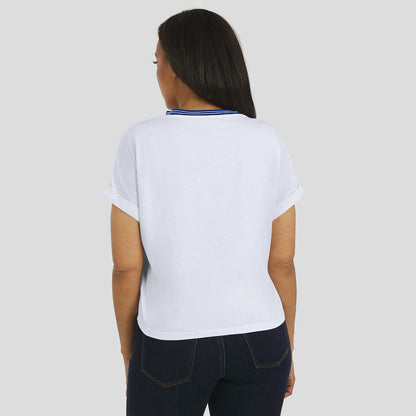 Buffalo Bills WEAR by Erin Andrews Women's Cropped Center Stripe Dolman T-Shirt - White online