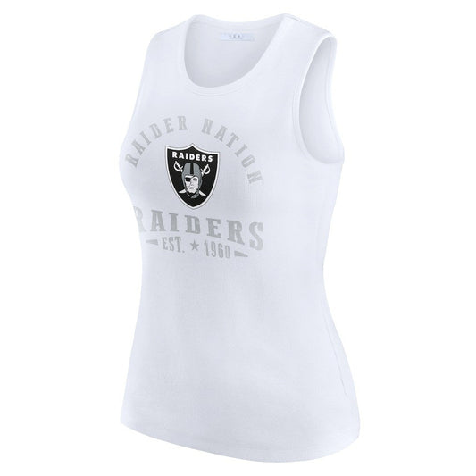 Las Vegas Raiders WEAR by Erin Andrews Women's Ribbed Graphic Tank Top - White discount