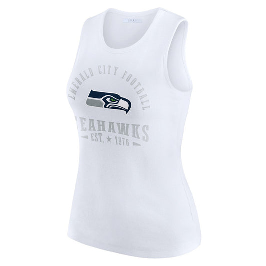Seattle Seahawks WEAR by Erin Andrews Women's Ribbed Graphic Tank Top - White discount