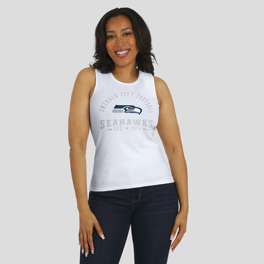 Seattle Seahawks WEAR by Erin Andrews Women's Ribbed Graphic Tank Top - White discount