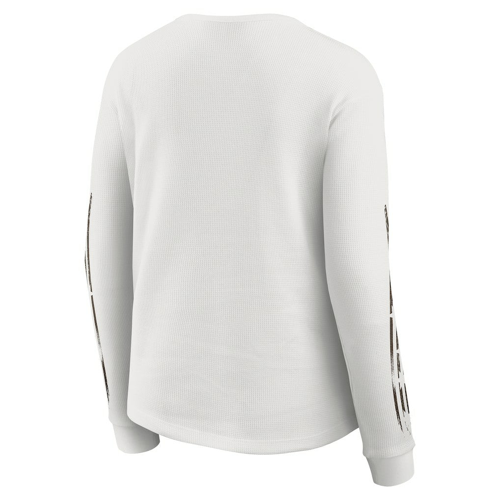 Cleveland Browns WEAR by Erin Andrews Women's Graphic Waffle Long-Sleeve T-Shirt - White for sale