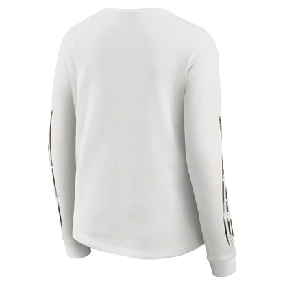 Cleveland Browns WEAR by Erin Andrews Women's Graphic Waffle Long-Sleeve T-Shirt - White for sale