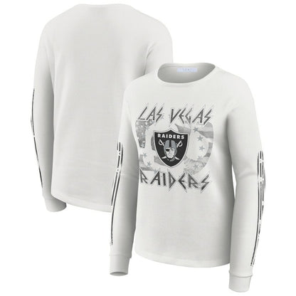 Las Vegas Raiders WEAR by Erin Andrews Women's Graphic Waffle Long-Sleeve T-Shirt - White for sale