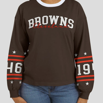 Cleveland Browns WEAR by Erin Andrews Women's Sport Long-Sleeve T-Shirt - Brown cheap