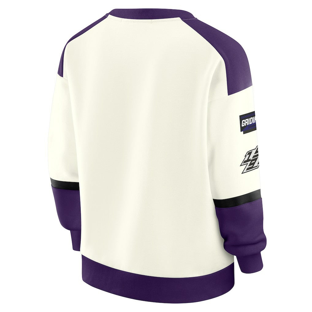 Baltimore Ravens WEAR by Erin Andrews Women's Racing Crew V-Neck Sweatshirt - Cream cheap