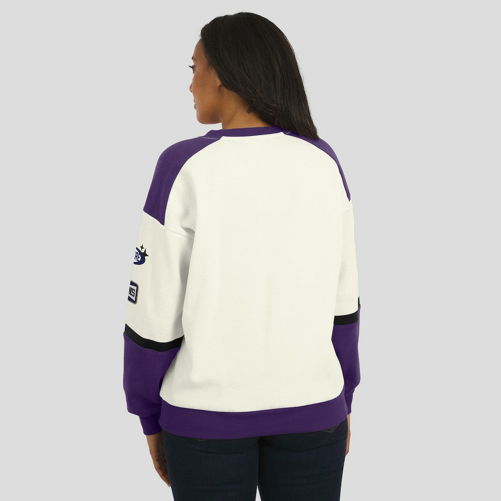 Baltimore Ravens WEAR by Erin Andrews Women's Racing Crew V-Neck Sweatshirt - Cream cheap