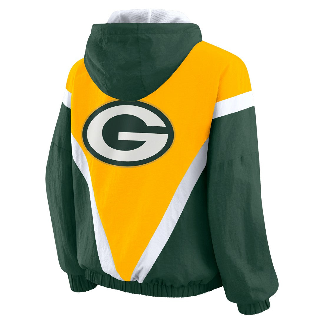 Green Bay Packers WEAR by Erin Andrews Women's Plus Size Retro Crinkle Full-Zip Hoodie Windbreaker Jacket - Gold/Green cheap