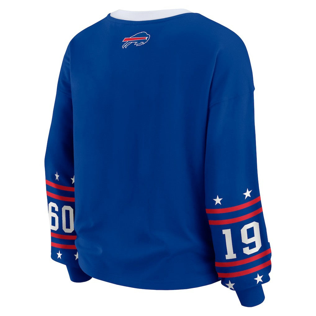 Buffalo Bills WEAR by Erin Andrews Women's Plus Size Sport Long-Sleeve T-Shirt - Royal on sale