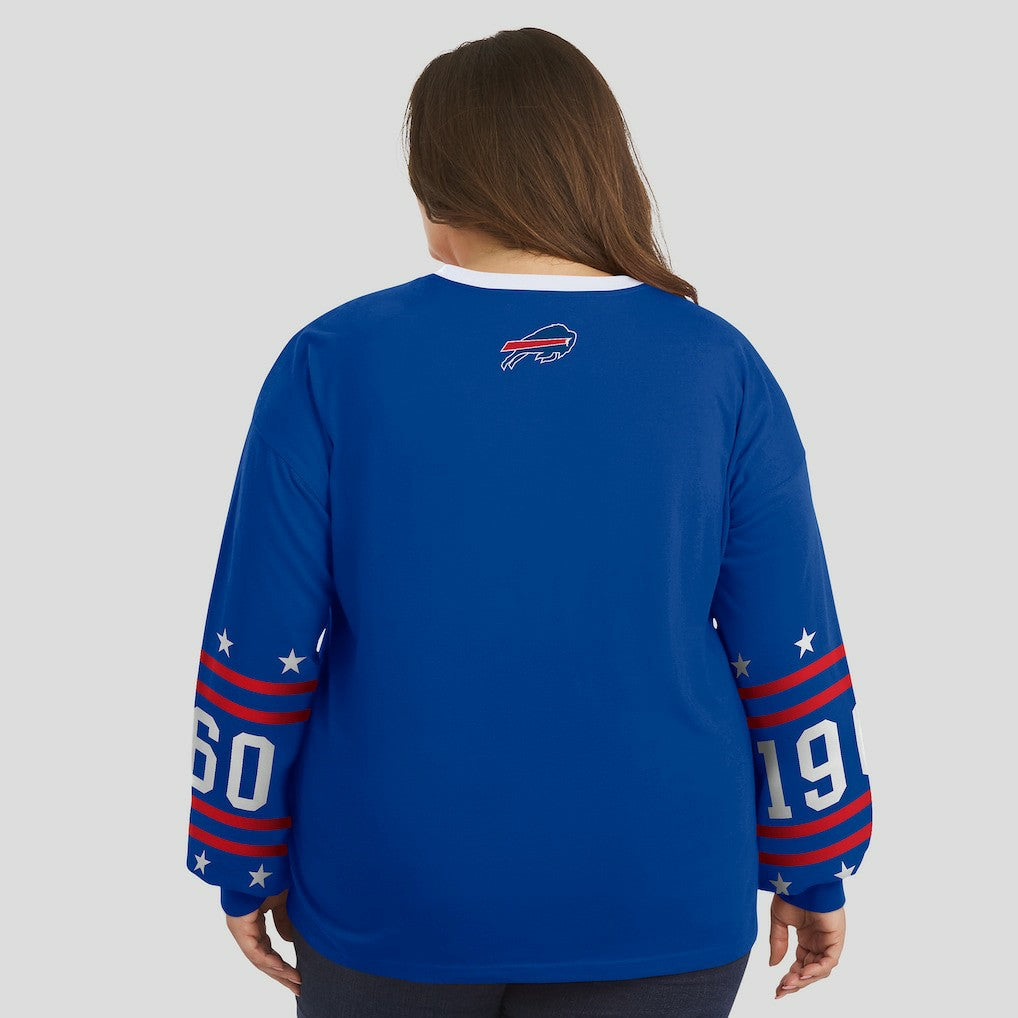 Buffalo Bills WEAR by Erin Andrews Women's Plus Size Sport Long-Sleeve T-Shirt - Royal on sale