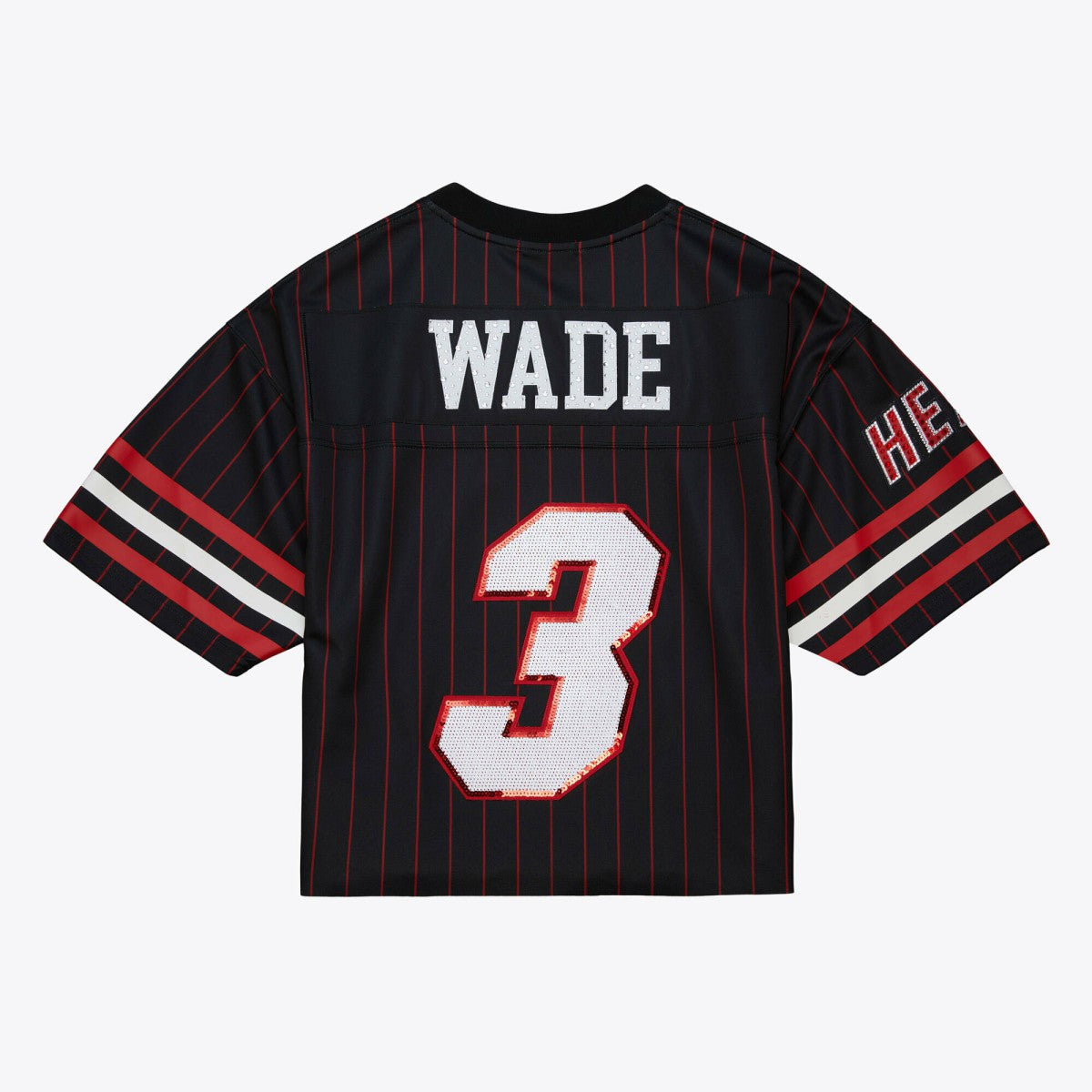 Dwyane Wade Miami Heat x DANNIJO Women's Cropped Football Fashion Jersey - Black | Mitchell & Ness discount