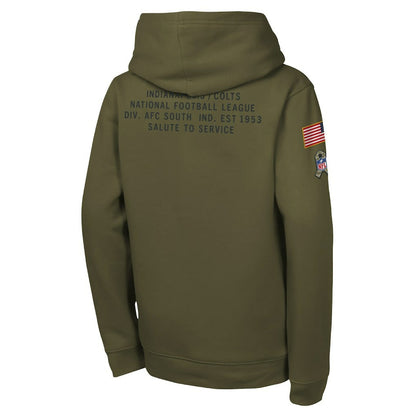 Indianapolis Colts Youth 2025 Salute to Service Club Fleece Hoodie - Olive | Nike for sale