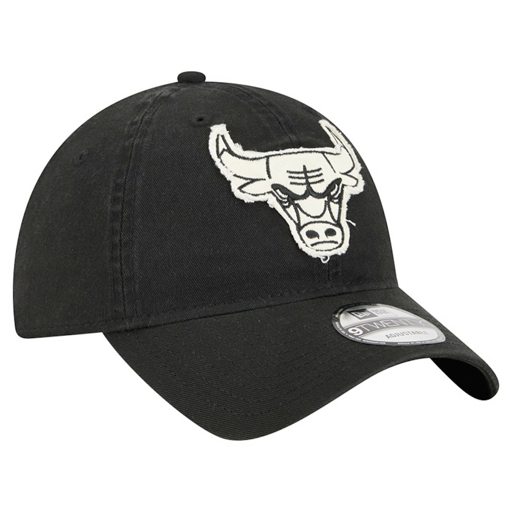 Chicago Bulls Stamp Fabric Applique 9TWENTY Adjustable Hat - Black | New Era sale
