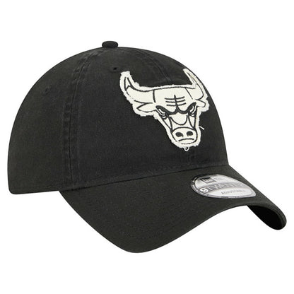 Chicago Bulls Stamp Fabric Applique 9TWENTY Adjustable Hat - Black | New Era sale